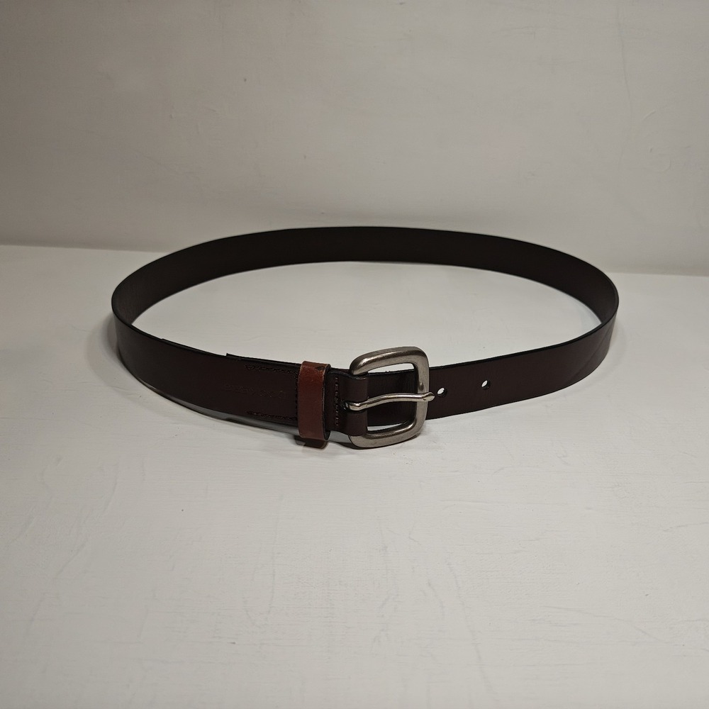 Dockers Mens 41 x 1.125 Inch Leather Belt Dark Brown Nickel Buckle